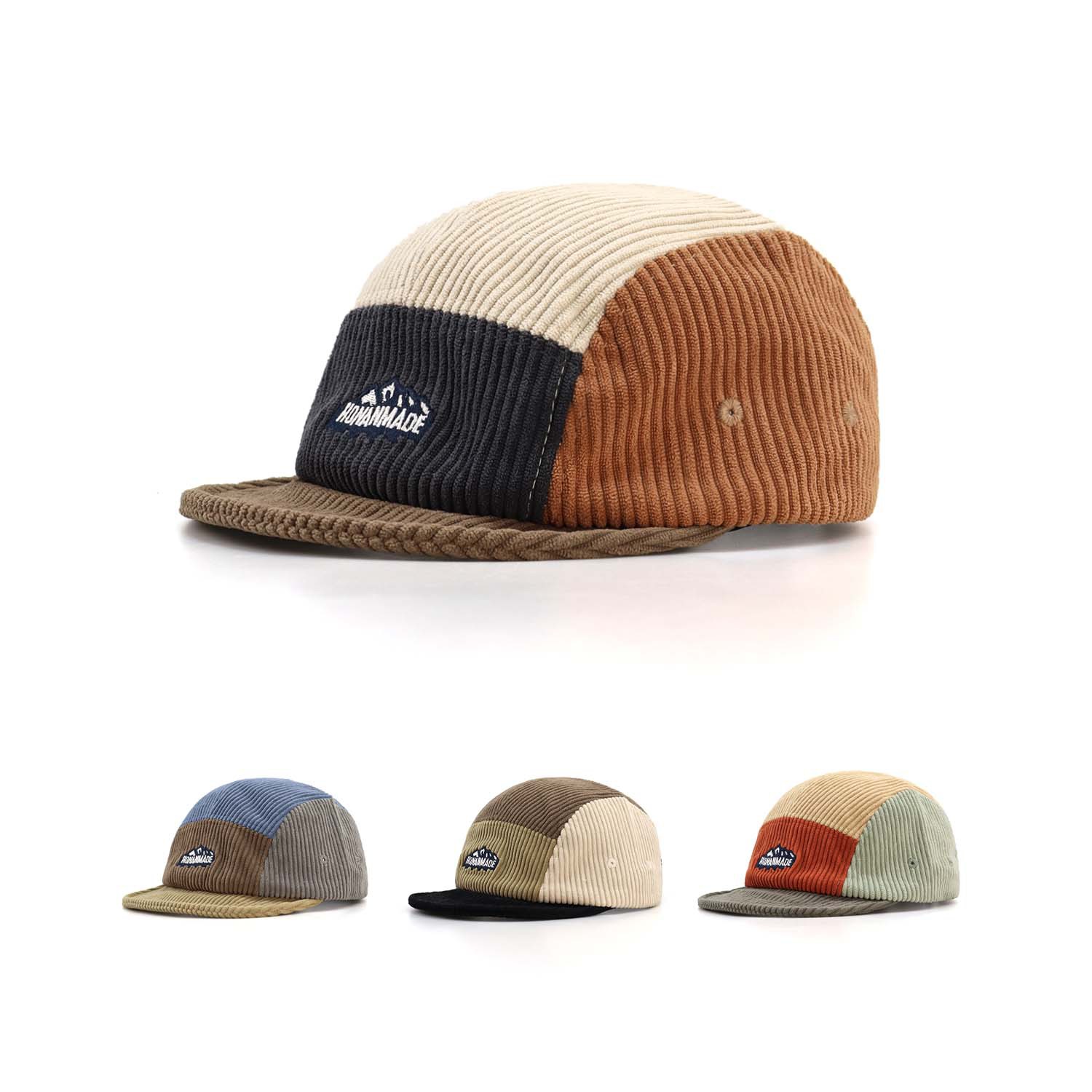 Corduroy Cap 5 Panel - 2026 Herfst Winter Nieuwe Corduroy Kleurblok